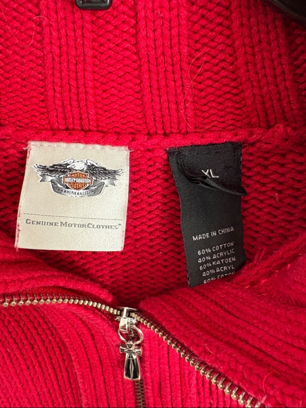 Harley-Davidson Women’s Red Zip Front Knit Sweater - Picture 2 of 7